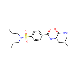 CCCN(CCC)S(=O)(=O)c1ccc(C(=O)N[C@@H](CC(C)C)C(N)=O)cc1 ZINC000474607976