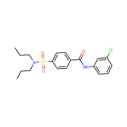 CCCN(CCC)S(=O)(=O)c1ccc(C(=O)Nc2cccc(Cl)c2)cc1 ZINC000005124349