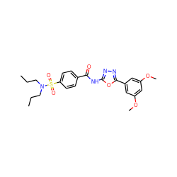 CCCN(CCC)S(=O)(=O)c1ccc(C(=O)Nc2nnc(-c3cc(OC)cc(OC)c3)o2)cc1 ZINC000002723523