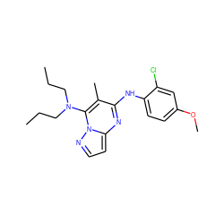 CCCN(CCC)c1c(C)c(Nc2ccc(OC)cc2Cl)nc2ccnn12 ZINC000034525209