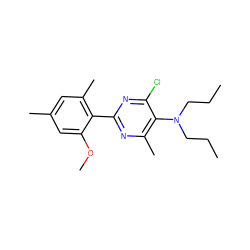 CCCN(CCC)c1c(C)nc(-c2c(C)cc(C)cc2OC)nc1Cl ZINC000040975778