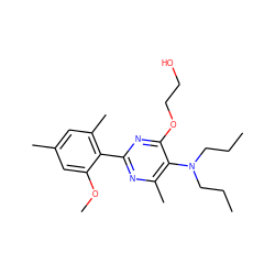 CCCN(CCC)c1c(C)nc(-c2c(C)cc(C)cc2OC)nc1OCCO ZINC000040974872