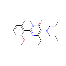 CCCN(CCC)c1c(CC)nc(-c2c(C)cc(C)cc2OC)n(C)c1=O ZINC000013536147