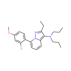 CCCN(CCC)c1c(CC)nn2c(-c3ccc(OC)cc3Cl)cccc12 ZINC000001912951