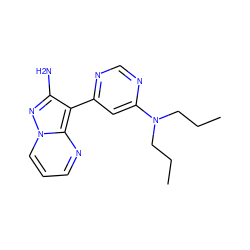 CCCN(CCC)c1cc(-c2c(N)nn3cccnc23)ncn1 ZINC000045258715