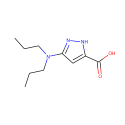 CCCN(CCC)c1cc(C(=O)O)[nH]n1 ZINC000043076584