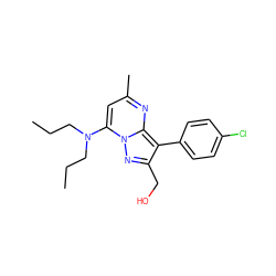 CCCN(CCC)c1cc(C)nc2c(-c3ccc(Cl)cc3)c(CO)nn12 ZINC000027195690