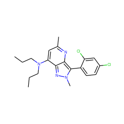 CCCN(CCC)c1cc(C)nc2c(-c3ccc(Cl)cc3Cl)n(C)nc12 ZINC000003981455