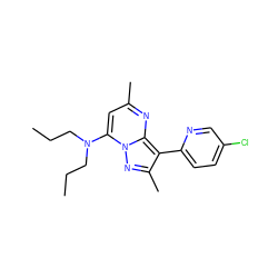 CCCN(CCC)c1cc(C)nc2c(-c3ccc(Cl)cn3)c(C)nn12 ZINC000028360862