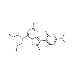 CCCN(CCC)c1cc(C)nc2c(-c3ccc(N(C)C)nc3C)c(C)nn12 ZINC000013583111