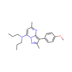 CCCN(CCC)c1cc(C)nc2c(-c3ccc(OC)cc3)c(C)nn12 ZINC000027189207