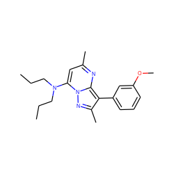 CCCN(CCC)c1cc(C)nc2c(-c3cccc(OC)c3)c(C)nn12 ZINC000027187744