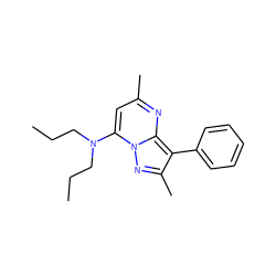 CCCN(CCC)c1cc(C)nc2c(-c3ccccc3)c(C)nn12 ZINC000027188983