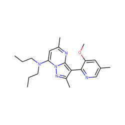 CCCN(CCC)c1cc(C)nc2c(-c3ncc(C)cc3OC)c(C)nn12 ZINC000028368326