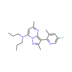 CCCN(CCC)c1cc(C)nc2c(-c3ncc(F)cc3C)c(C)nn12 ZINC000028361750