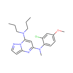 CCCN(CCC)c1cc(N(C)c2ccc(OC)cc2Cl)nc2ccnn12 ZINC000072119694