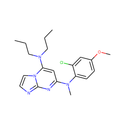 CCCN(CCC)c1cc(N(C)c2ccc(OC)cc2Cl)nc2nccn12 ZINC000072119701