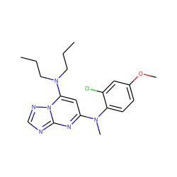 CCCN(CCC)c1cc(N(C)c2ccc(OC)cc2Cl)nc2ncnn12 ZINC000072119699