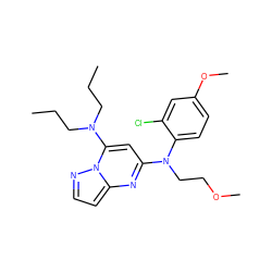 CCCN(CCC)c1cc(N(CCOC)c2ccc(OC)cc2Cl)nc2ccnn12 ZINC000072119741