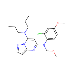 CCCN(CCC)c1cc(N(COC)c2ccc(OC)cc2Cl)nc2ccnn12 ZINC000072141487