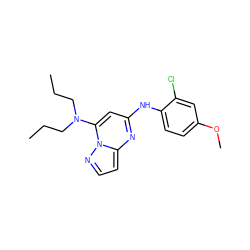 CCCN(CCC)c1cc(Nc2ccc(OC)cc2Cl)nc2ccnn12 ZINC000072118759