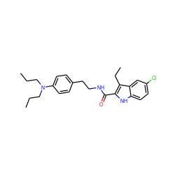 CCCN(CCC)c1ccc(CCNC(=O)c2[nH]c3ccc(Cl)cc3c2CC)cc1 ZINC000299868696