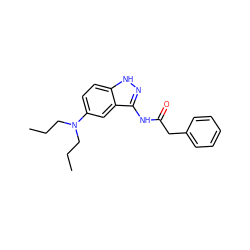 CCCN(CCC)c1ccc2[nH]nc(NC(=O)Cc3ccccc3)c2c1 ZINC000029041358