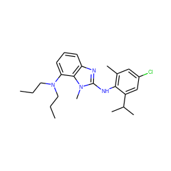 CCCN(CCC)c1cccc2nc(Nc3c(C)cc(Cl)cc3C(C)C)n(C)c12 ZINC000142699051