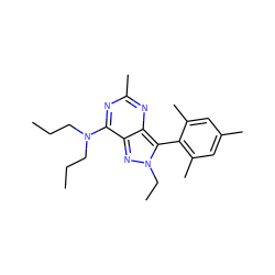 CCCN(CCC)c1nc(C)nc2c(-c3c(C)cc(C)cc3C)n(CC)nc12 ZINC000013445060