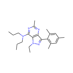 CCCN(CCC)c1nc(C)nc2c(-c3c(C)cc(C)cc3C)nn(CC)c12 ZINC000013445054