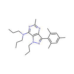 CCCN(CCC)c1nc(C)nc2c(-c3c(C)cc(C)cc3C)nn(CCC)c12 ZINC000013445057