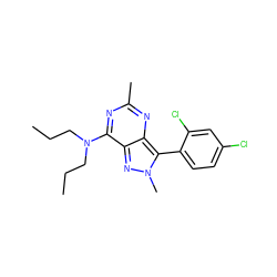 CCCN(CCC)c1nc(C)nc2c(-c3ccc(Cl)cc3Cl)n(C)nc12 ZINC000013445081