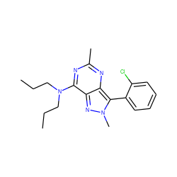 CCCN(CCC)c1nc(C)nc2c(-c3ccccc3Cl)n(C)nc12 ZINC000013445069