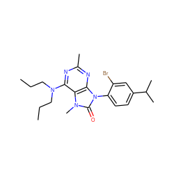 CCCN(CCC)c1nc(C)nc2c1n(C)c(=O)n2-c1ccc(C(C)C)cc1Br ZINC000028107740