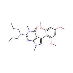 CCCN(CCC)c1nc2c(c(-c3c(OC)cc(OC)cc3OC)cn2C)c(=O)n1C ZINC000071296871