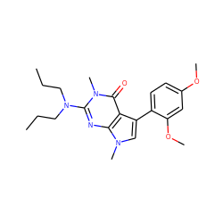 CCCN(CCC)c1nc2c(c(-c3ccc(OC)cc3OC)cn2C)c(=O)n1C ZINC000071317367