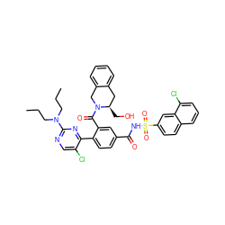 CCCN(CCC)c1ncc(Cl)c(-c2ccc(C(=O)NS(=O)(=O)c3ccc4cccc(Cl)c4c3)cc2C(=O)N2Cc3ccccc3C[C@H]2CO)n1 ZINC000095551504