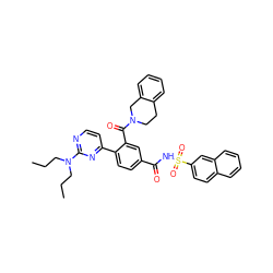 CCCN(CCC)c1nccc(-c2ccc(C(=O)NS(=O)(=O)c3ccc4ccccc4c3)cc2C(=O)N2CCc3ccccc3C2)n1 ZINC000084653611