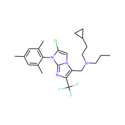 CCCN(CCC1CC1)Cc1c(C(F)(F)F)nc2n(-c3c(C)cc(C)cc3C)c(Cl)cn12 ZINC000049089543