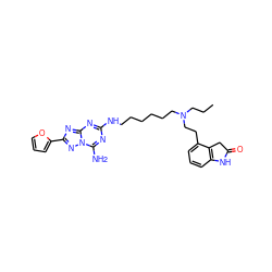 CCCN(CCCCCCNc1nc(N)n2nc(-c3ccco3)nc2n1)CCc1cccc2c1CC(=O)N2 ZINC000299855953