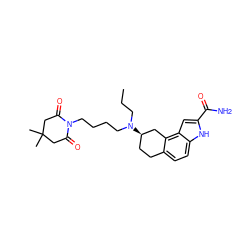 CCCN(CCCCN1C(=O)CC(C)(C)CC1=O)[C@@H]1CCc2ccc3[nH]c(C(N)=O)cc3c2C1 ZINC000013832103