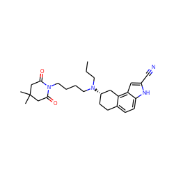 CCCN(CCCCN1C(=O)CC(C)(C)CC1=O)[C@H]1CCc2ccc3[nH]c(C#N)cc3c2C1 ZINC000013832106