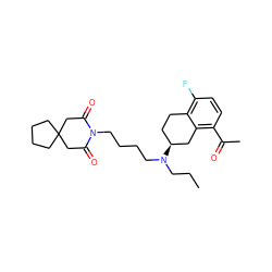 CCCN(CCCCN1C(=O)CC2(CCCC2)CC1=O)[C@H]1CCc2c(F)ccc(C(C)=O)c2C1 ZINC000013759329