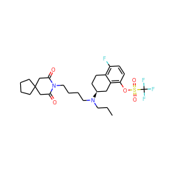 CCCN(CCCCN1C(=O)CC2(CCCC2)CC1=O)[C@H]1CCc2c(F)ccc(OS(=O)(=O)C(F)(F)F)c2C1 ZINC000036187817