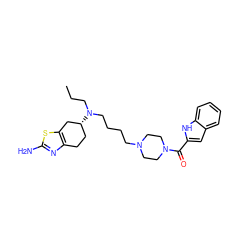 CCCN(CCCCN1CCN(C(=O)c2cc3ccccc3[nH]2)CC1)[C@@H]1CCc2nc(N)sc2C1 ZINC000095577236