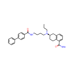 CCCN(CCCCNC(=O)c1ccc(-c2ccccc2)cc1)[C@@H]1CCc2c(cccc2C(N)=O)C1 ZINC000026149820