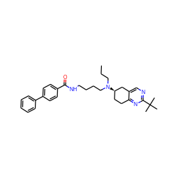 CCCN(CCCCNC(=O)c1ccc(-c2ccccc2)cc1)[C@@H]1CCc2nc(C(C)(C)C)ncc2C1 ZINC000026646017