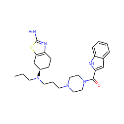 CCCN(CCCN1CCN(C(=O)c2cc3ccccc3[nH]2)CC1)[C@@H]1CCc2nc(N)sc2C1 ZINC000095574828