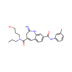 CCCN(CCCO)C(=O)C1=Cc2ccc(C(=O)Nc3cccc(C)c3)cc2NC(=N)C1 ZINC001772642527