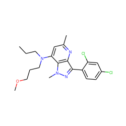 CCCN(CCCOC)c1cc(C)nc2c(-c3ccc(Cl)cc3Cl)nn(C)c12 ZINC000013553434